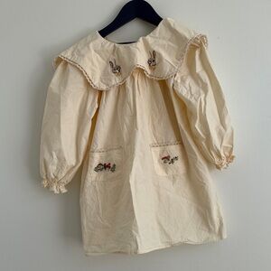 Cream Long Sleeve Dress with Embroidery